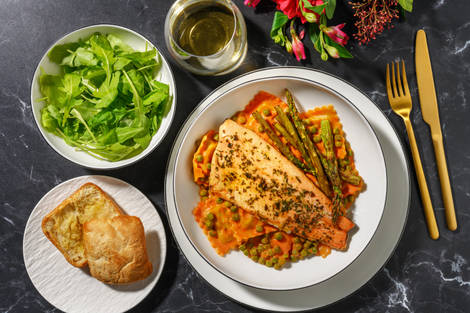 Salmon on Creamy Sun-Dried Tomato Ravioli 