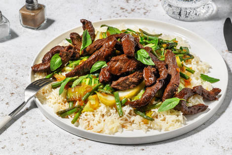 Émincés de steak au basilic thaï et épices coréennes