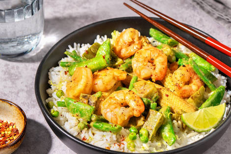 Quick Thai Green Style Prawn and Mixed Green Veg Curry