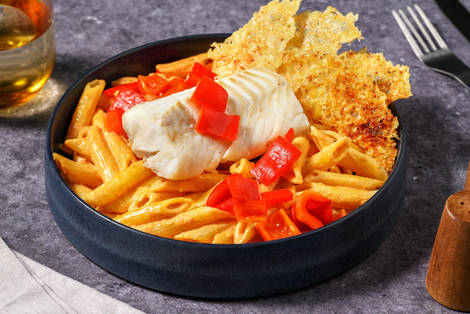 Penne mit Seehecht und Paprika