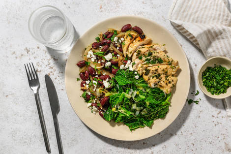 Herby Chicken on Zeteli Lobios Salata