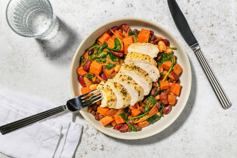 Herby Double Chicken Breast on Creamy Cajun Stew