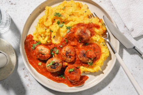 Boulettes végées et purée de carotte à l'italienne