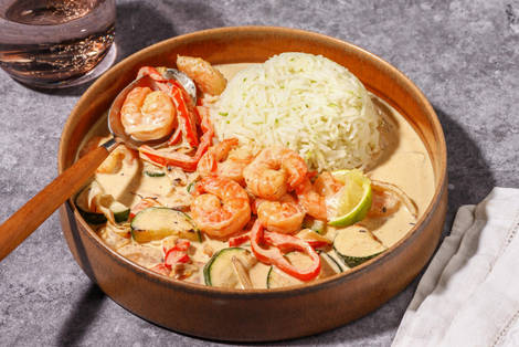 Green Shrimp Curry mit Zucchini und Spitzpaprika