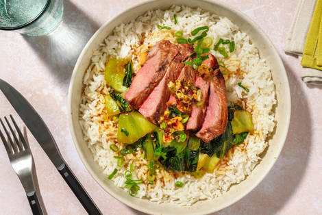 Bio-Hüftsteak in süß-scharfer Ingwer-Soße