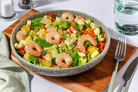 Prawns and Fruity Avo Salad with Halloumi
