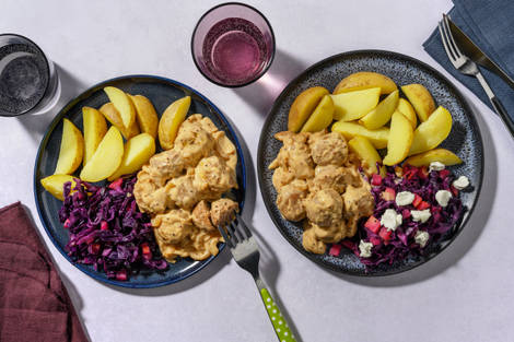 Kindvriendelijke veggie gehaktballetjes met aardappelpartjes