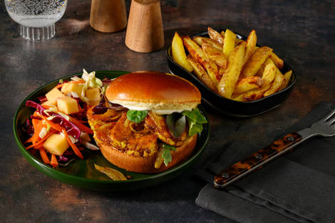 Sticky Curried Paneer Veggie Burger