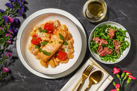 Pesto Salmon and Roasted Tomato Gnocchi