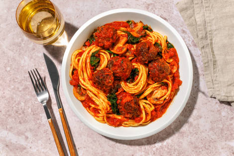 Herby Beef and Pork Meatballs Linguine