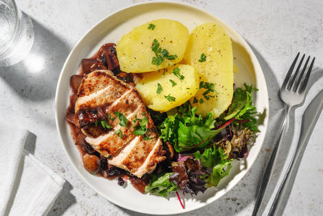 Schweinelachssteak in Wildpreiselbeer-Soße