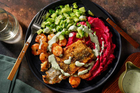 Nordsee Teller mit Seehecht und Garnelen