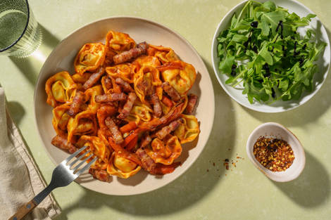 Arrabbiata Style Bacon, Spinach and Ricotta Tortelloni