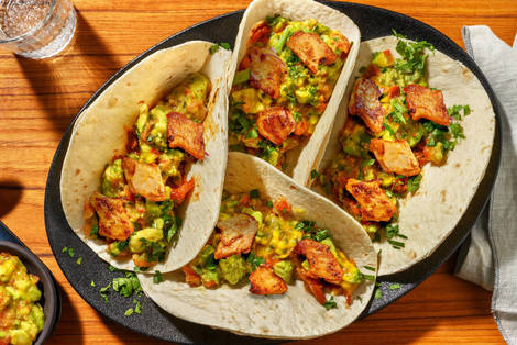 Gefüllte Tacos mit veganen Filetstücken
