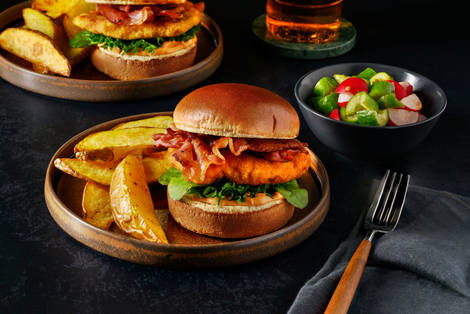 Fried Chicken and Honey Bacon Burger