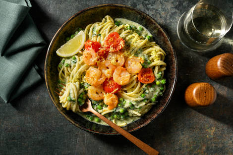 Orkney Crab, King Prawn and Ricotta Linguine Verde