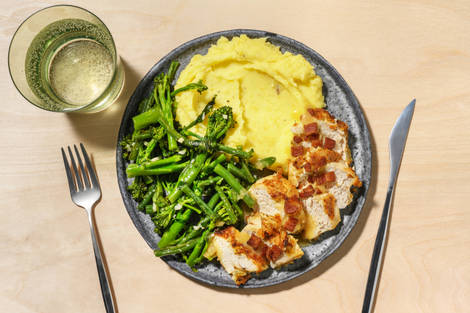 Herby Breaded Chicken and Bacon Garlic Butter Sauce