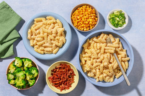 Say cheese! Fusillinudel-Bar mit Bacon & Käsesoße