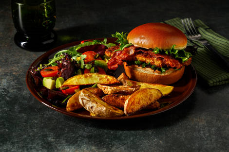 Ultimate Fried Chicken and Bacon Burger