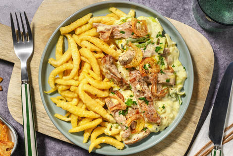 Omas Klassiker: Bio-Schweinegeschnetzeltes in Senfrahm