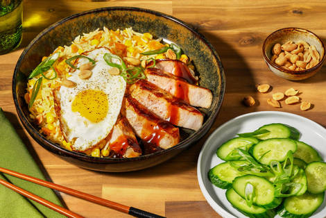 Kantonesischer Konfetti-Reis mit Teriyaki-Schweinsnierstück