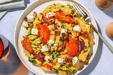 Stoemp de patate douce au fromage à la grecque