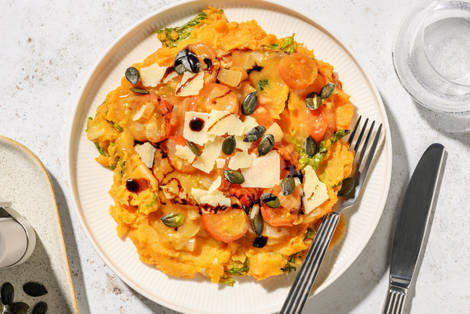 Andijviestamppot met Grana Padano en rode pesto