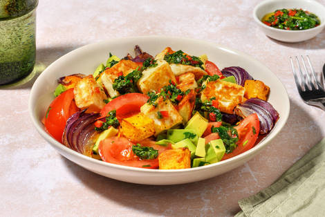 Buntes Ofengemüse mit Bio-Halloumi & Avocado