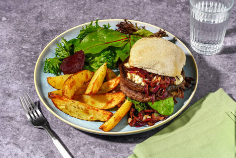 Portobello, Goat's Cheese & Veggie Patty Burger