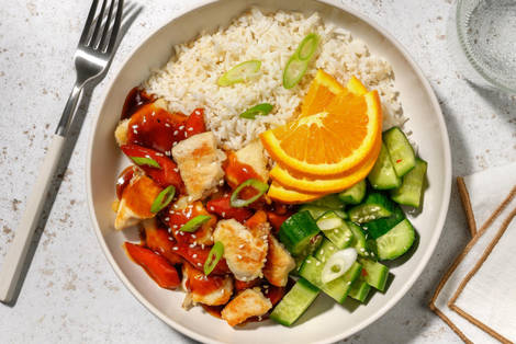 Hähnchen mit sticky Orangen-Soja-Glasur