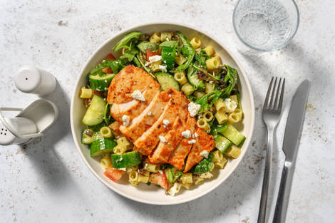 Double Sun-Dried Tomato Chicken and Pesto Pasta Salad