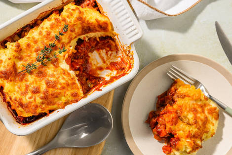 Hachis Parmentier au bœuf & porc gratiné au cheddar