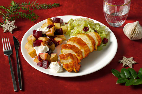 Scandi Style Roasted Chicken, Beetroot and Potatoes