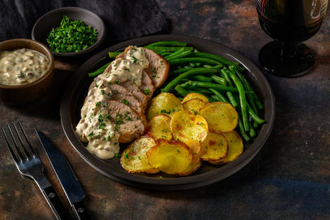 Filet mignon de porc en sauce crémeuse à la moutarde