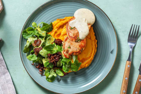 Honig-Senf Bio-Schweinefilet mit Kürbispüree