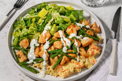 Hähnchengeschnetzeltes auf Karotten-Kartoffelstampf