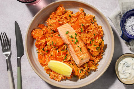 Lachs auf Kräuterreis