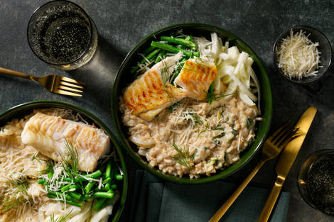 Heekfilet op romige venkelrisotto