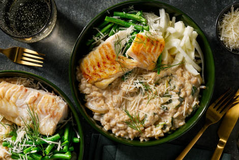 Filet de cabillaud sur risotto crémeux au fenouil