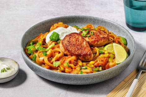 Nudelpfanne mit Bio-Schweinefilet