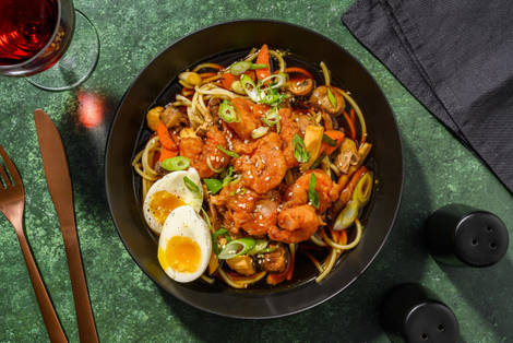 Luxe miso ramen met tempura van garnalen