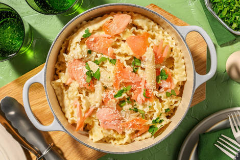 Mafaldine en sauce crémeuse aux asperges blanches