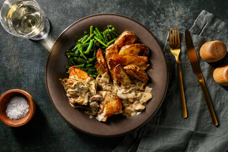 Filet de poulet en sauce crémeuse aux champignons
