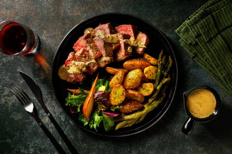 Venison Steak and Creamy Mustard Sauce