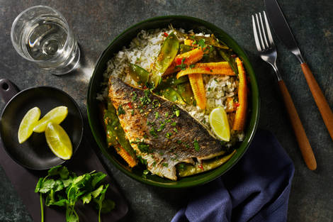 Crispy Sea Bream and Lime Coriander Rice