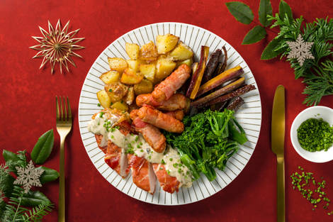 Serrano Wrapped Chicken Breast and Pigs in Blankets