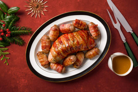 Festive Bacon Wrapped and Glazed Turkey Joint