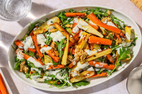 Honey Roasted Root Veg and Walnut Tray Bake