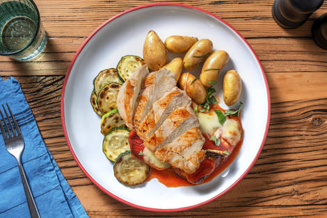 Auberginen nach Art „Parmigiana“ mit extra Bio-Hähnchenbrust