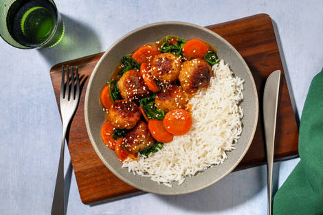 Polpette di pollo glassate in salsa chili agrodolce